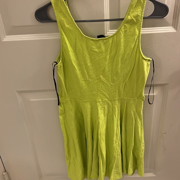 Forever 21 size L highlighter green pull on skater dress - Picture 3 of 3